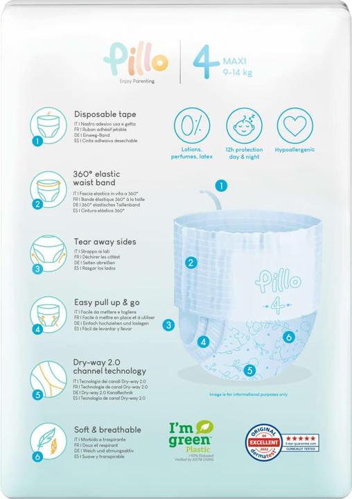 Immagine prodotto Pillo Enjoy Parenting (Dimensione 4, Pacco trasportabile, 132 pz.)