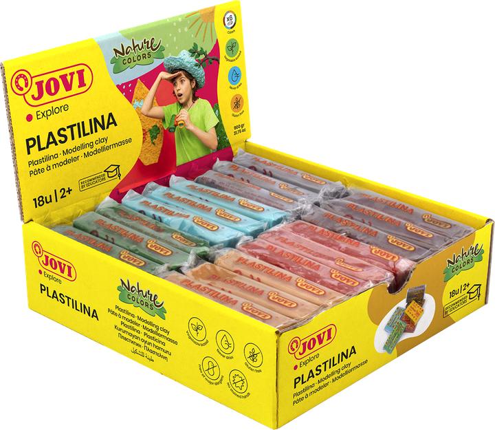Produktbild Jovi Plastilina Display, Knetmasse Naturfarben, Kartonbox mit 18 x 50 g (3 x 6 Farben)
