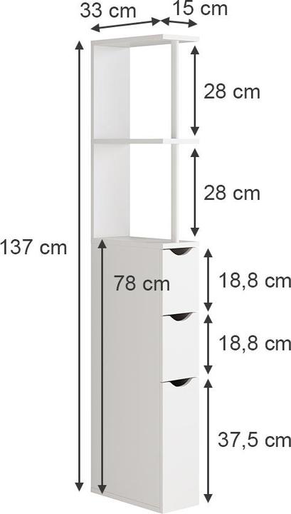 Produktbild Vicco Vera mit 3 Schubladen (15 x 33 x 137 cm)