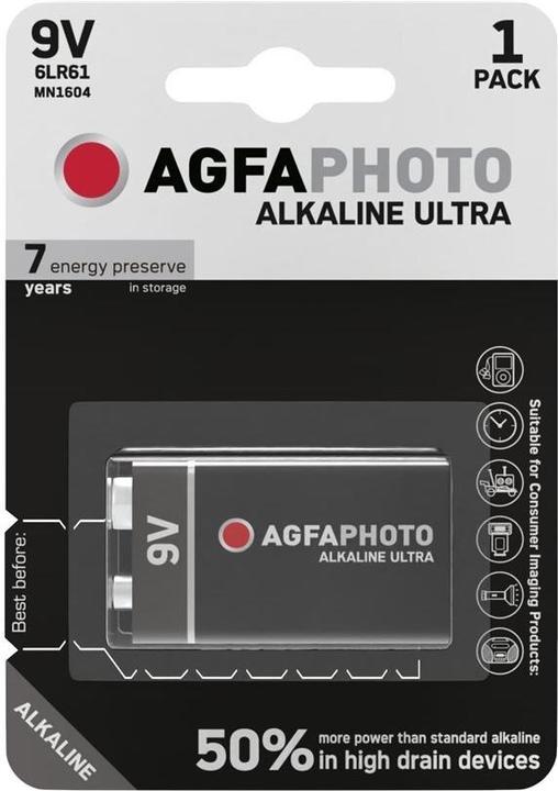 Immagine prodotto AGFAPHOTO Ultra 6LR61 Batteria alcalina al manganese 9 V 1 pz. (1 pz., 9V Block)