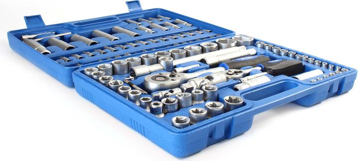 Actual product image Wiltec 108-piece Set of Socket Spanners Ratchet Box with 1/2" (12.5mm) and 1/4" (6.3mm) Drive