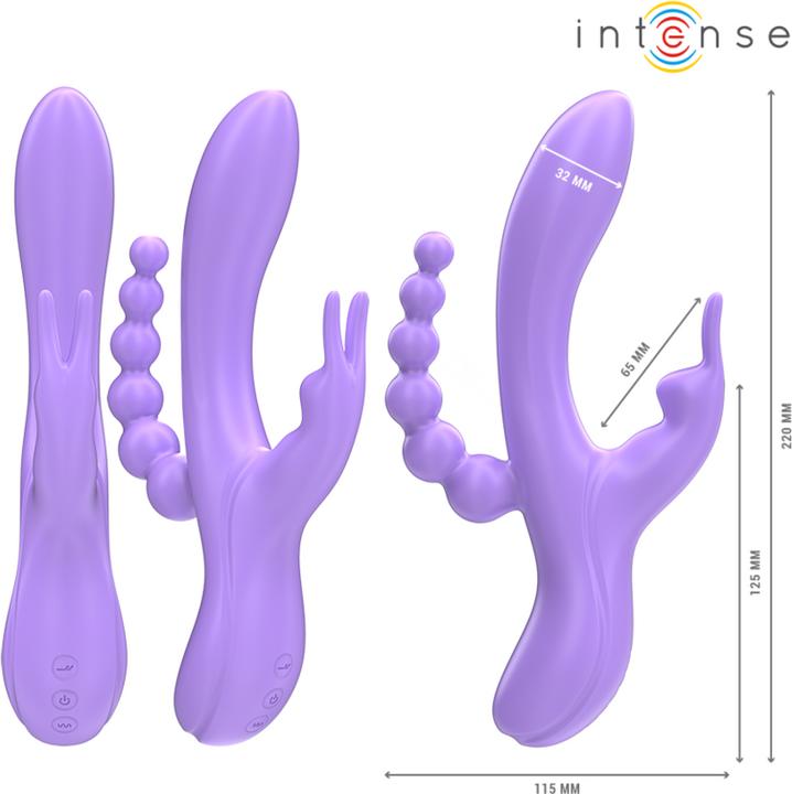 Actual product image Intense Miko Triple Vibrator Rabbit & Stimulator & Anal 7 Vibrations Purple
