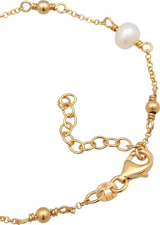 Immagine prodotto Elli Bracciale catena piselli perle d'acqua dolce coltivate argento 925 (16 cm, Argento 925 placcato oro, Nessuna pietra, Perle coltivate d'acqua dolce)