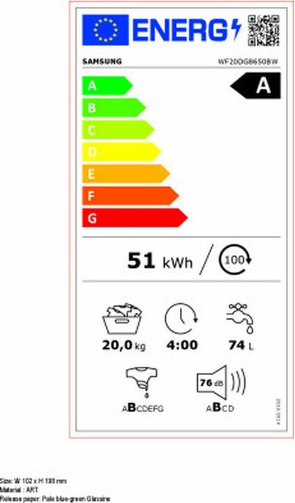 Energie-Label Samsung WF20DG8650BWU3 (Links)