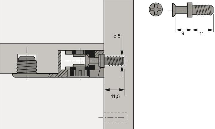 Productafbeelding Hettich VB 18/20/19/21 Inschroefdeuvel + directe schroefdraad, klemmaat 9, boor ø5 (200 Pcs.)