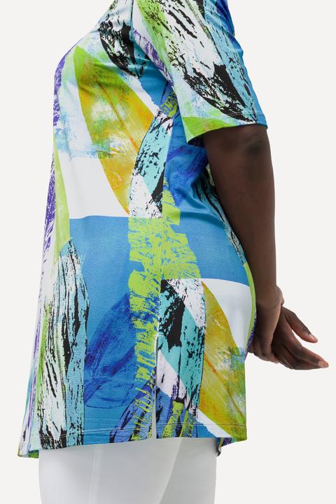 Image du produit Ulla Popken T-shirt en tissu fluide slinky, avec plis fantaisie. Col V et manches courtes. Ligne A (42, 44)