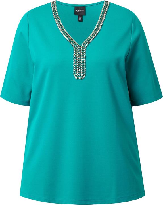 Actual product image Ulla Popken Beaded Neckline Short Sleeve Tee (42, 44)
