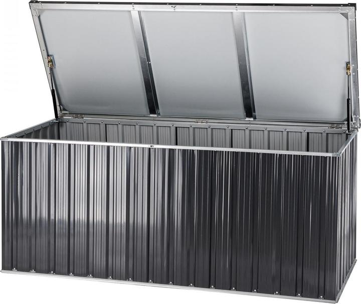 Produktbild Dema Metall Garten Gerätebox Auflagenbox Aufbewahrungsbox Truhe 770 L anthrazit weiss