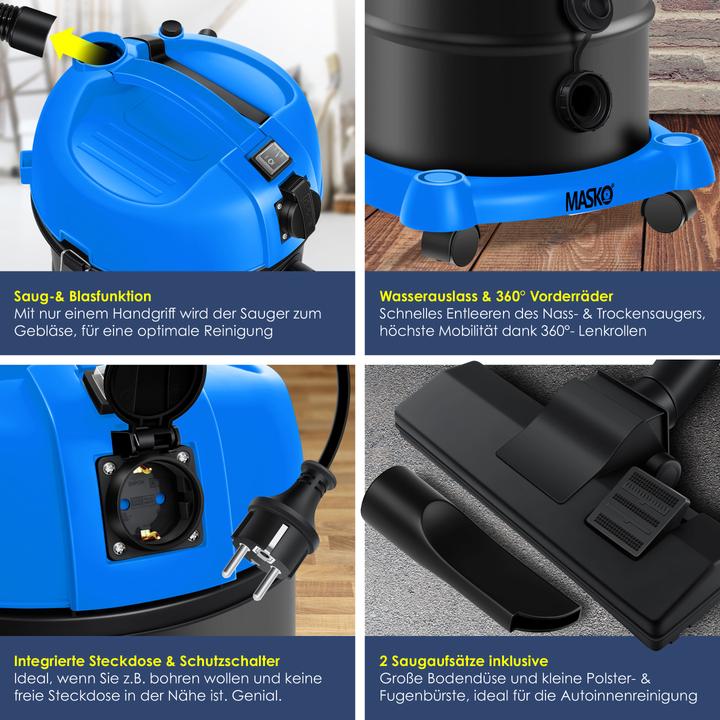 Actual product image Masko 6IN1 Industrial Vacuum Cleaner, Blue (Wet dry vacuum cleaner)