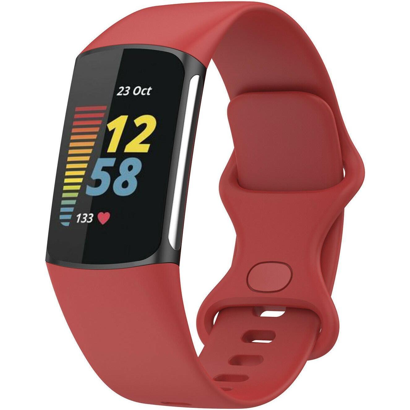 Strap-it Silikonarmband (Silikon, Fitbit Charge 5), Uhrenarmband, Rot