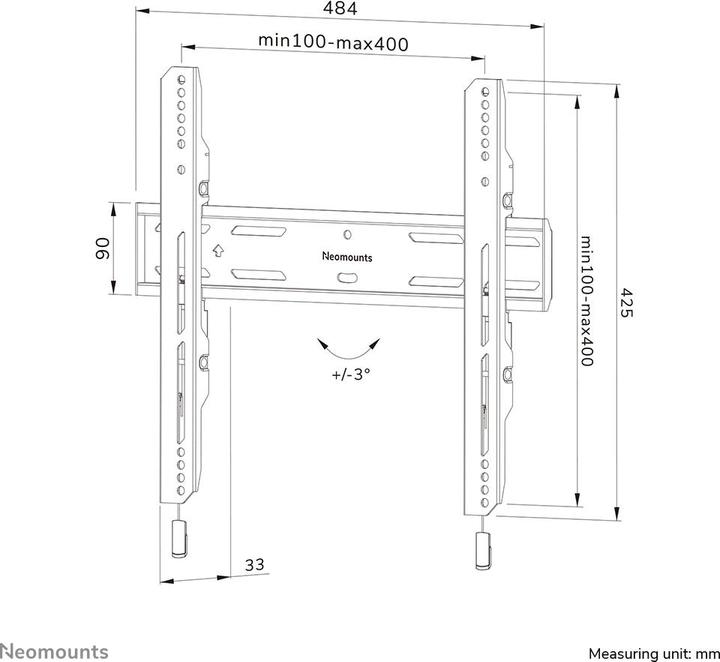 Actual product image Neomounts Wall Mount WL30S-850BL14 Black (Wall, 75", 60 kg)