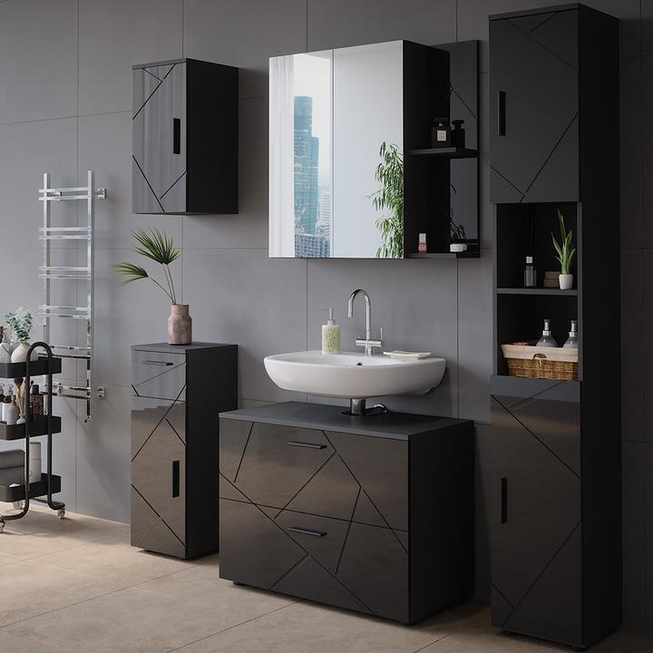 Produktbild Vicco Badspiegelschrank Irma, Anthrazit Hochglanz, 80 x 75 cm