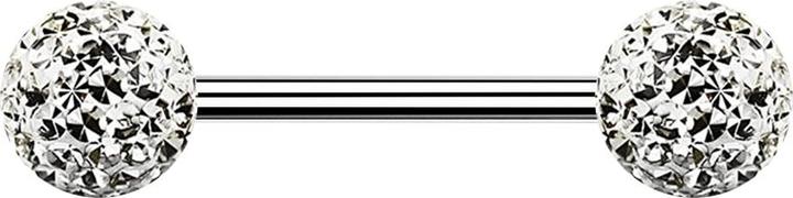 Actual product image Star Piercing Micro barbell silver with two balls silver epoxy protective coating (without brass, Surgical steel 316L)