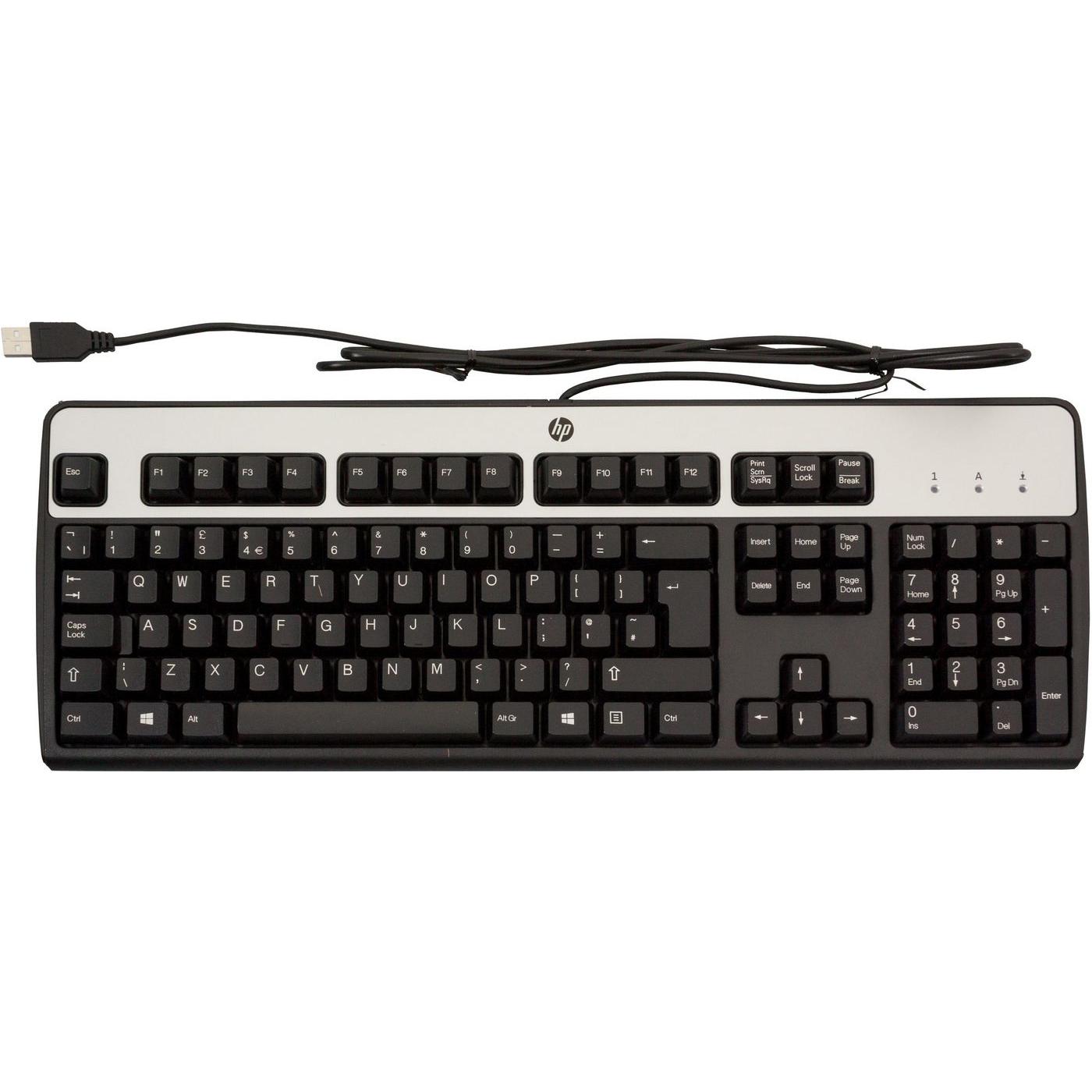 HP Keyboard (ENGLISH) (Eng. Int., Kabelgebunden), Tastatur, Schwarz