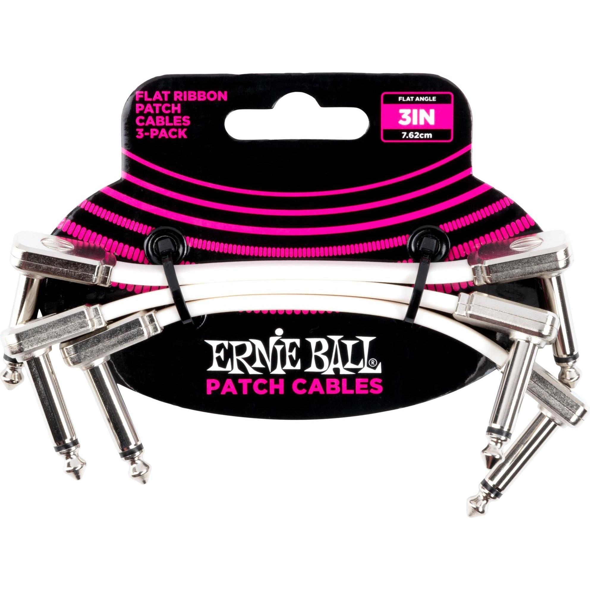 Ernie Ball Patch-Kabel 6384 Flat Ribbon, 3er Pack – 0.076 (0.08 m), Audio Kabel