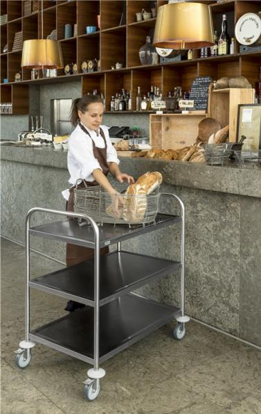 Actual product image Kongamek Edelstahlwagen mit 3 Böden mit Bremse