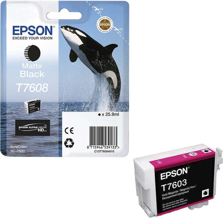Actual product image Epson T7608, Ultra Chrome HD (MBK)