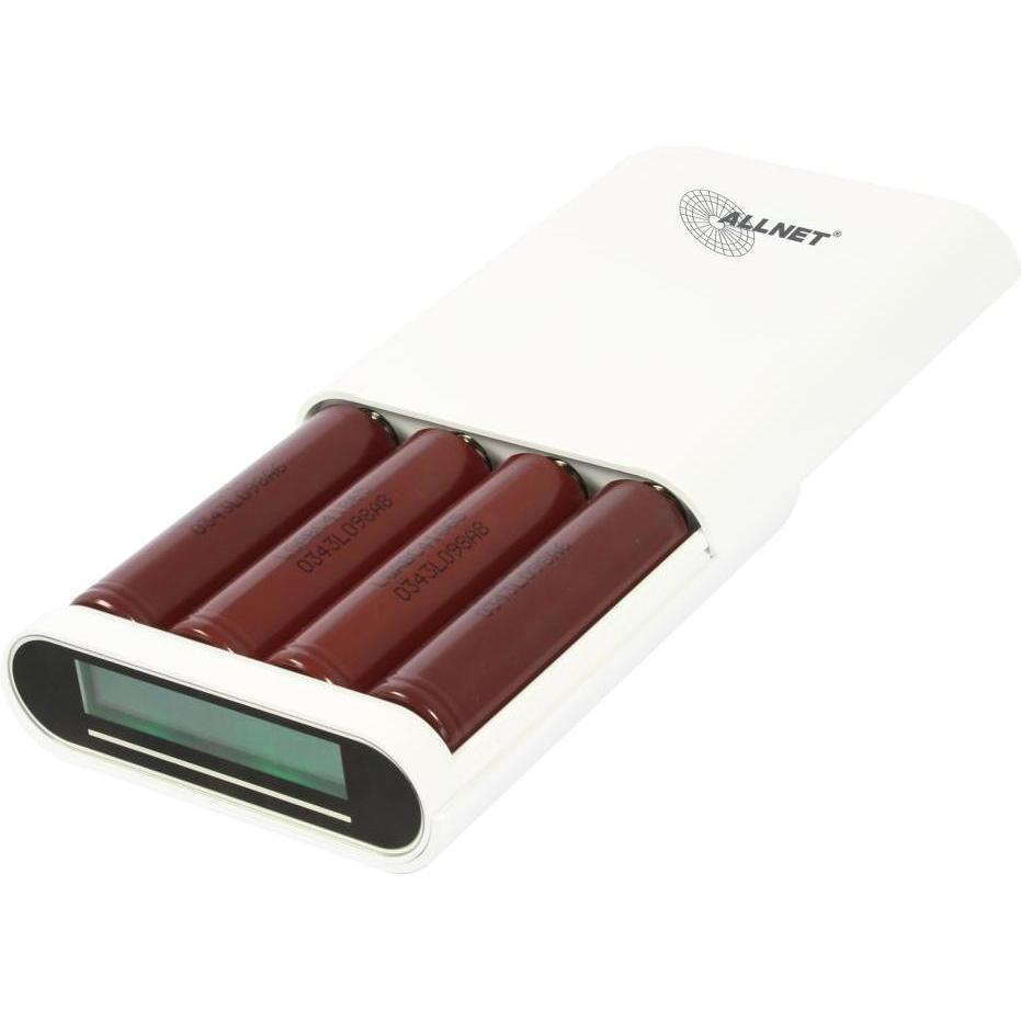 Thumbnail - Allnet ALL-PB104 / Powerbank 18650 3,7V 4er-Gehäuse "weiss (2200 mAh), Powerbank, Weiss