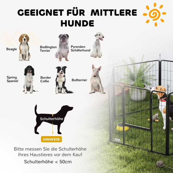 Produktbild PawHut Welpenauslauf Stahl Schwarz (Hundezwinger)