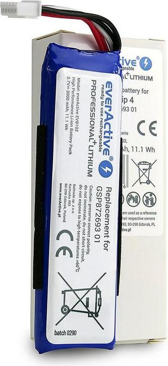 Image du produit Everactive Batterie rechargeable EVB102 pour enceinte bluetooth JBL Flip 4 (1 pcs, Spécifique à l'appareil, 3000 mAh)