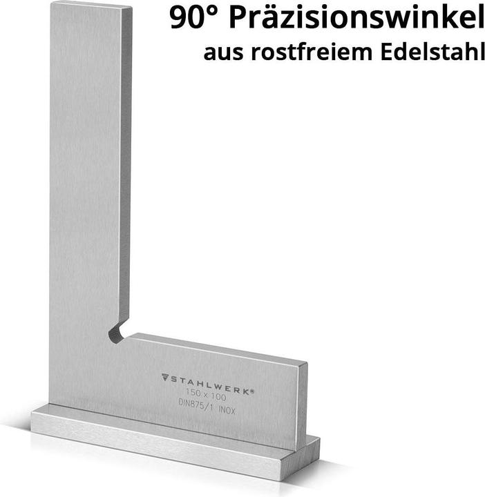 Immagine prodotto Stahlwerk Staffa di arresto 90° 150 x 100 mm DIN 875/1 in acciaio inox