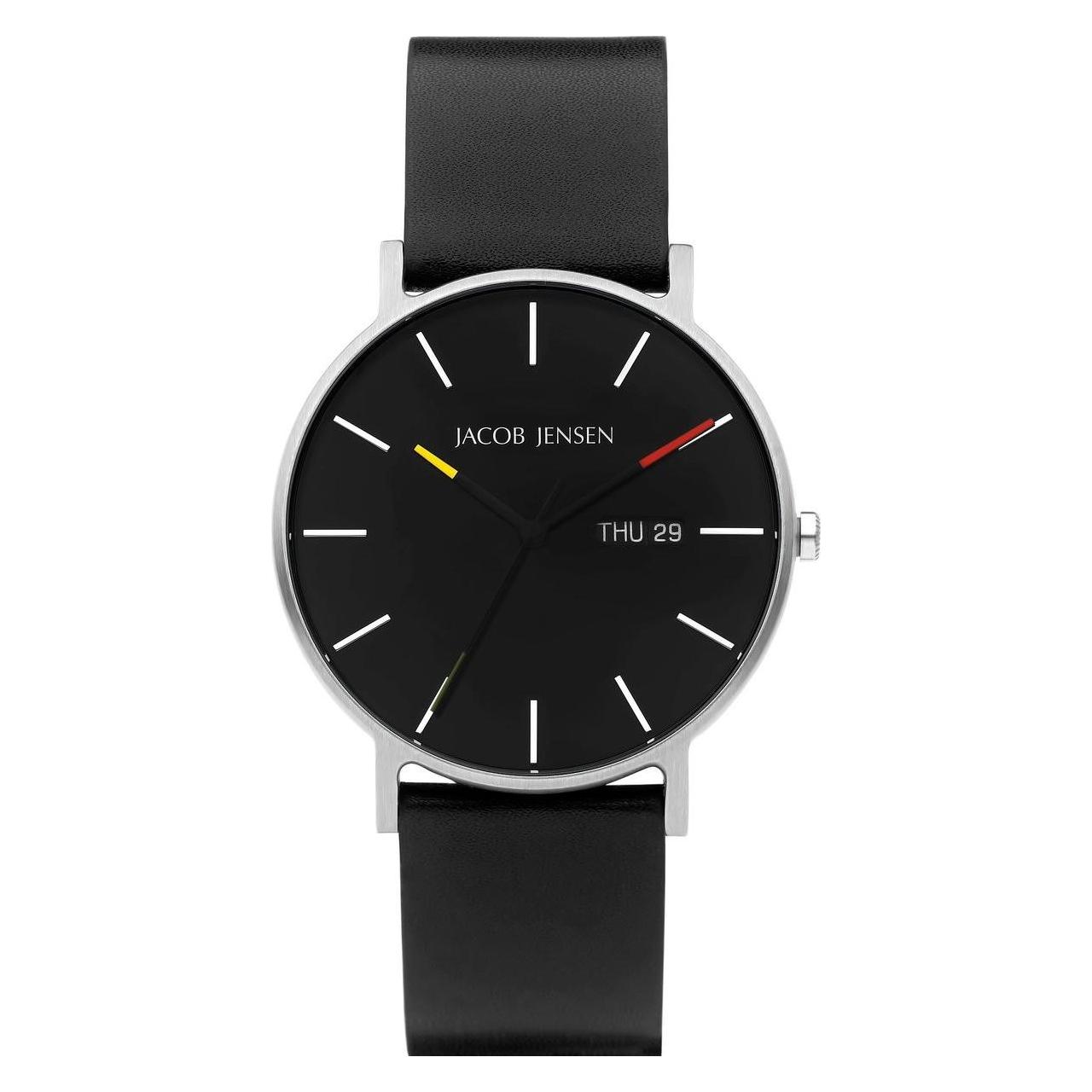 Jacob, Armbanduhr, Jensen - Analog Quarz 32020793 Einer Grösse - Schwarz, Schwarz, (Analoguhr, 40 mm)