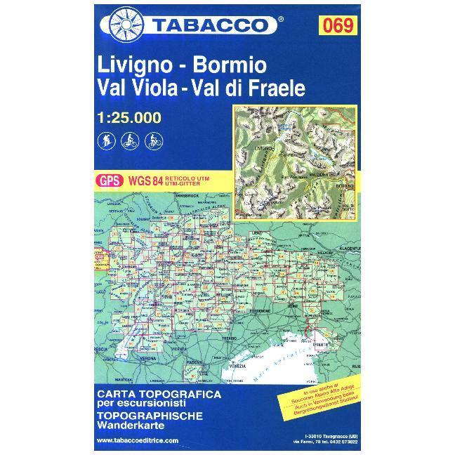 Tabacco Ed. Wanderkt.069 Livigno-Bormio, Landkarte