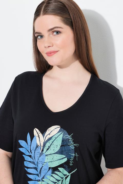 Immagine prodotto Ulla Popken T-shirt in cotone biologico con perline, scollo a V e mezze maniche (50, 52)