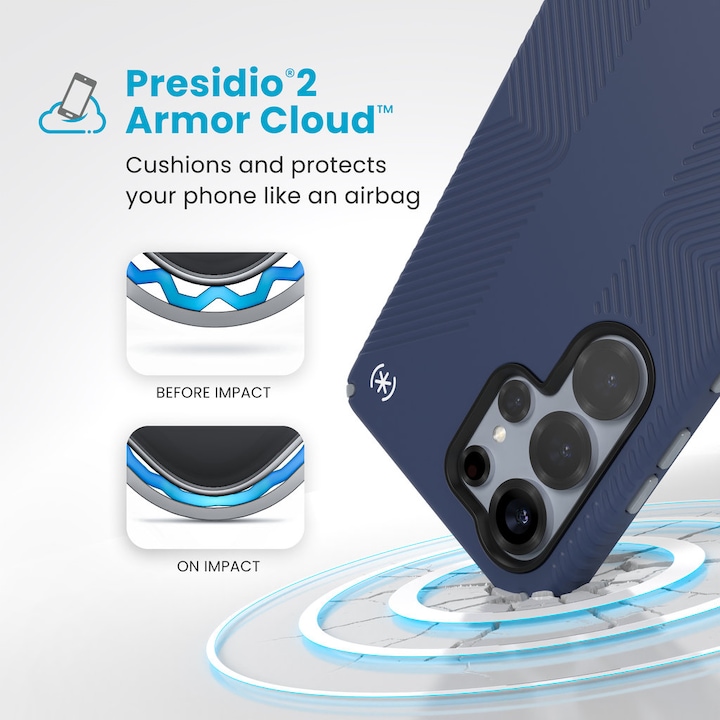 Produktbild speck Presidio2 Grip + Magnet Samsung Galaxy S25 Ultra Coastal Blue - with Microban (Samsung Galaxy S25 Ultra)