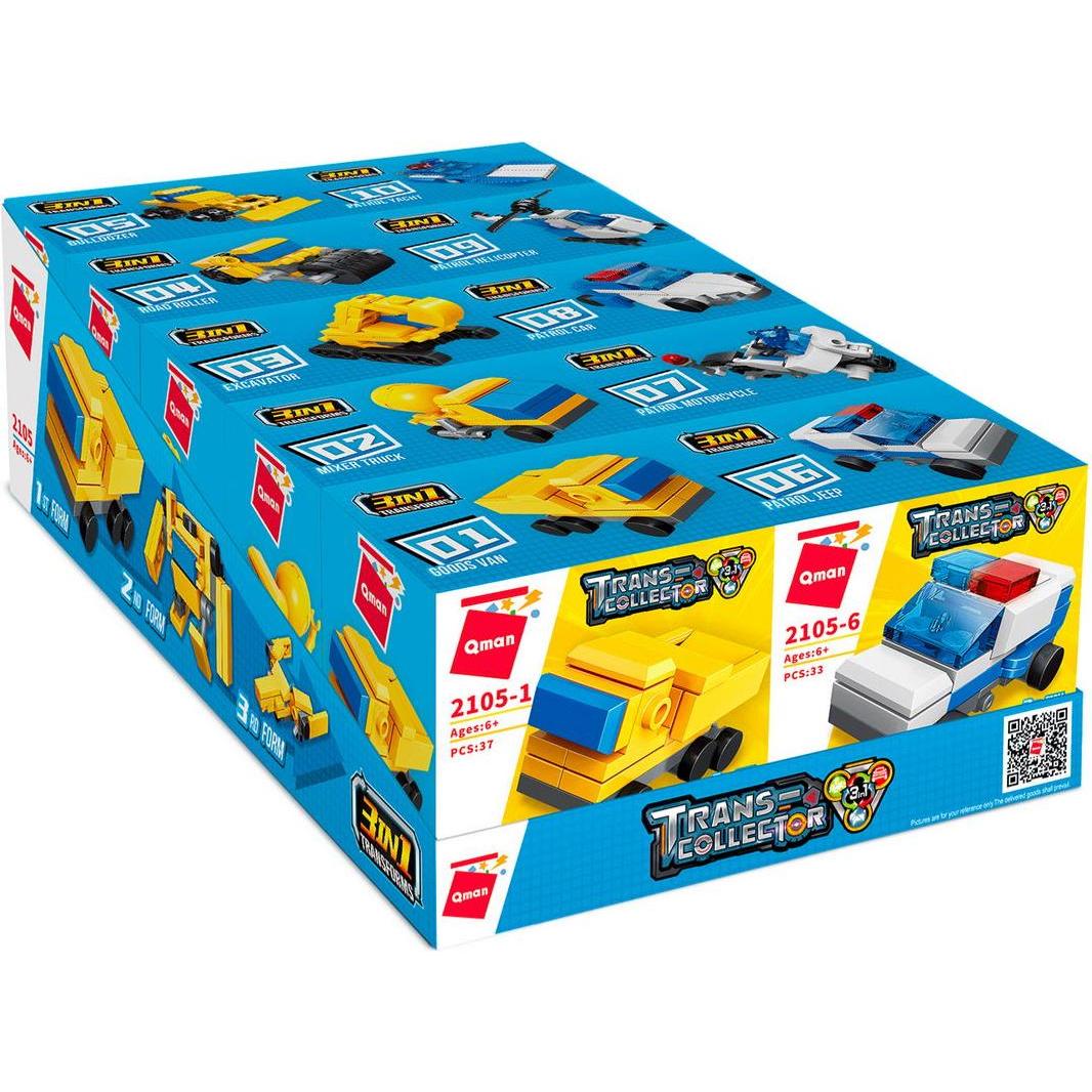 Qman 3 in 1 Polizei-Autos (10 Stück) (QM2105)