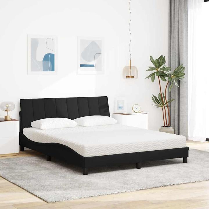 Immagine prodotto vidaXL Letto con materasso nero 160x200 cm in tessuto, struttura letto per camera da letto (160 x 200 cm)
