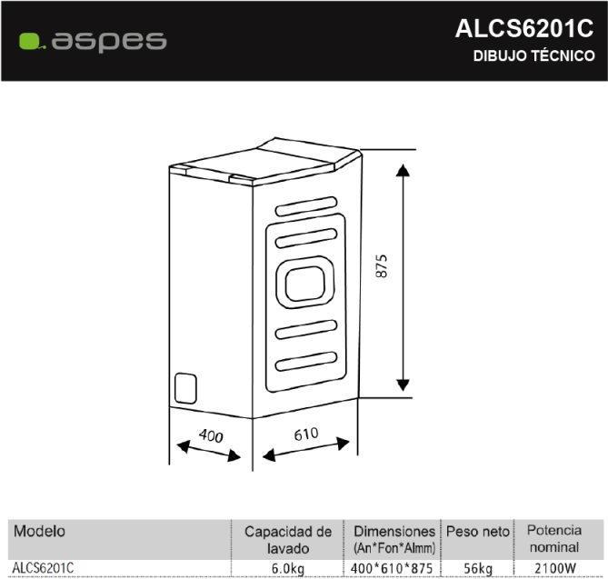 Actual product image Aspes Waschmaschine ALCS6201C (6 kg, Upwards)