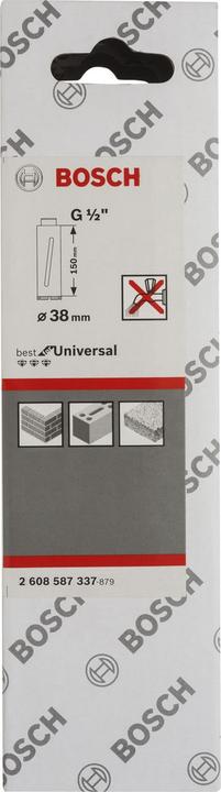 Image du produit Bosch Professional Zubehör Couronne diamantée pour carottage à sec G 1/2", Standard for Universal, 38mm, 150mm, 3, 7mm (38 mm)