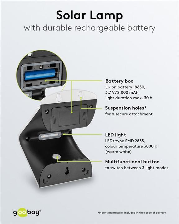Produktbild Goobay LED Solar-Wandleuchte (400 lm, IP65)