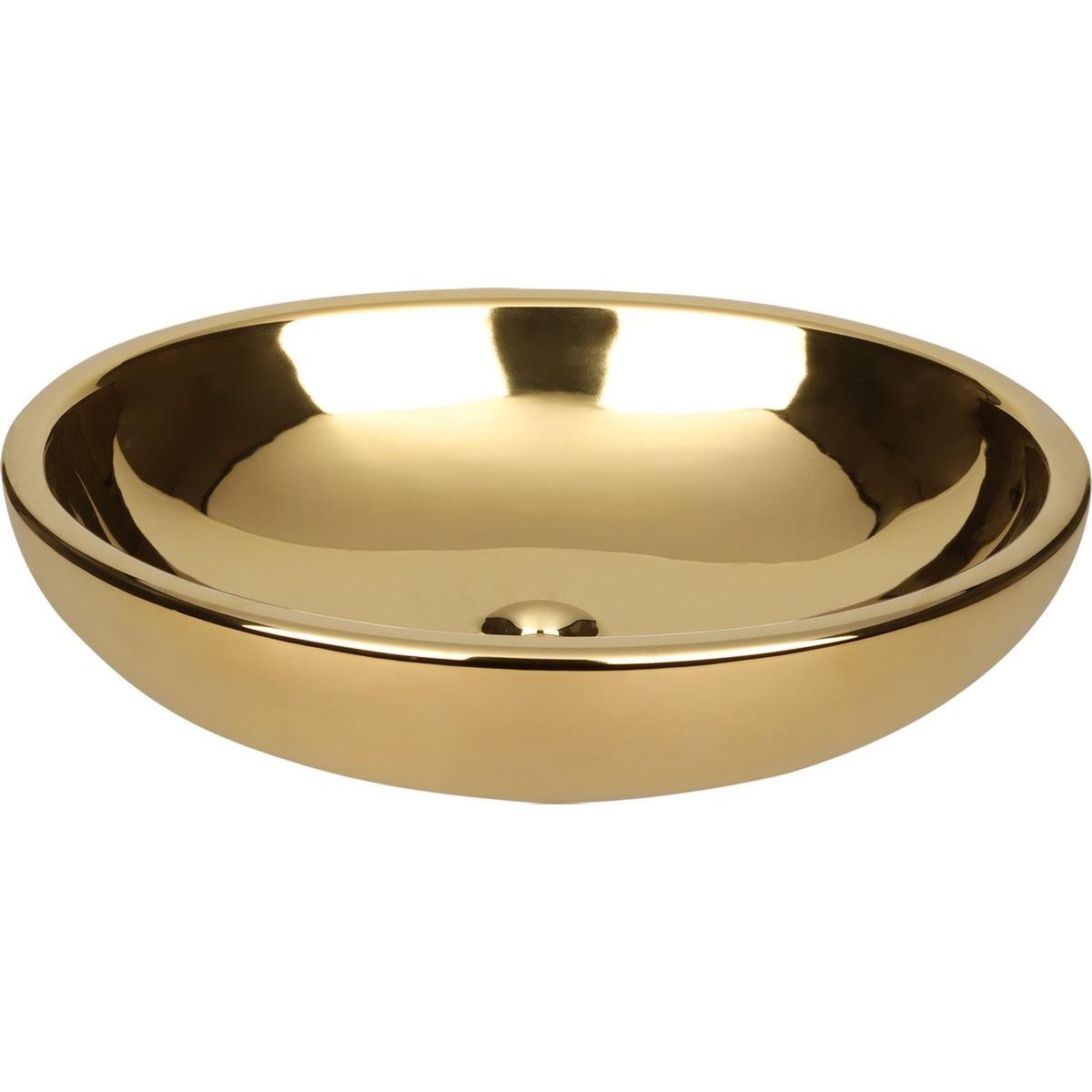 Differnz, Lavandino, Dias Waskom - Wasbak Keramiek Goud - Fonteinbak Ovaal - 50 x 38 x 14 cm (380 mm, 500 mm)