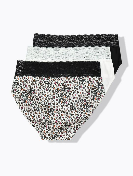 Immagine prodotto TruYou TRUYOU-Midislips, 3er-Pack, Spitze, uni/Leomuster (54)