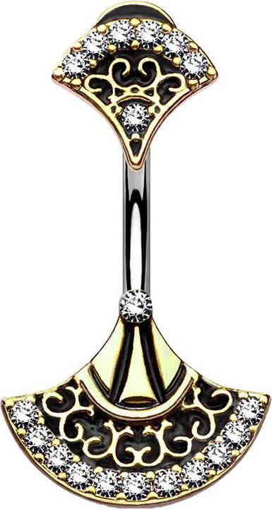 Produktbild Star Piercing Banane vergoldet doppelter Tribal Fächer (Messing, Chirurgenstahl 316L)