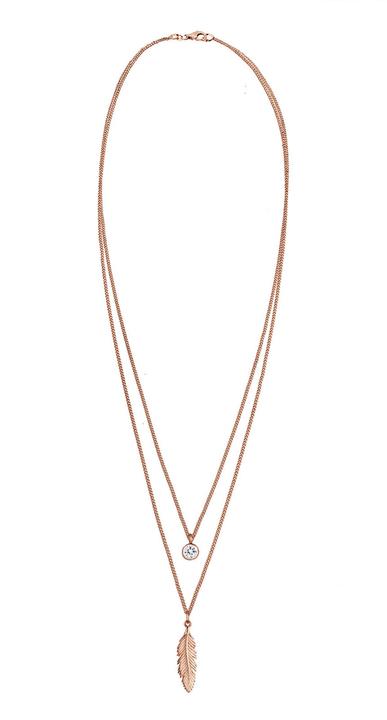 Produktbild Elli Boho, Feder, Layer, Solitär-Kette (925er Silber, Glaskristall, 45 cm)