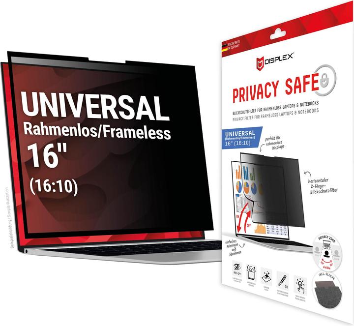 Displex Privacy Safe randlos, Laptop Blickschutzfilter (16", 16 : 10)