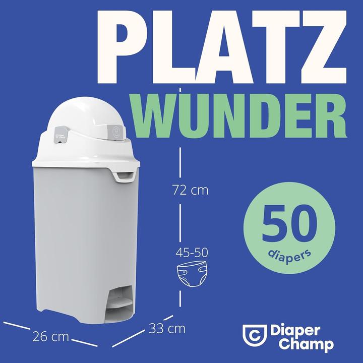 Produktbild Diaper Champ Windeleimer DiaperChamp One Medium Handsfree - ohne Nachfüllkassetten - für ca. 45-50 Windeln