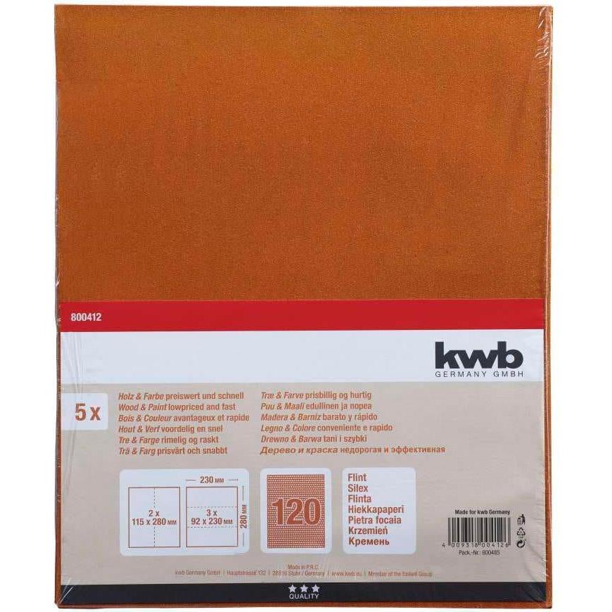 kwb, Schleifmittel, Schleifbogen Flint K 120, 5 Stk. (K120)