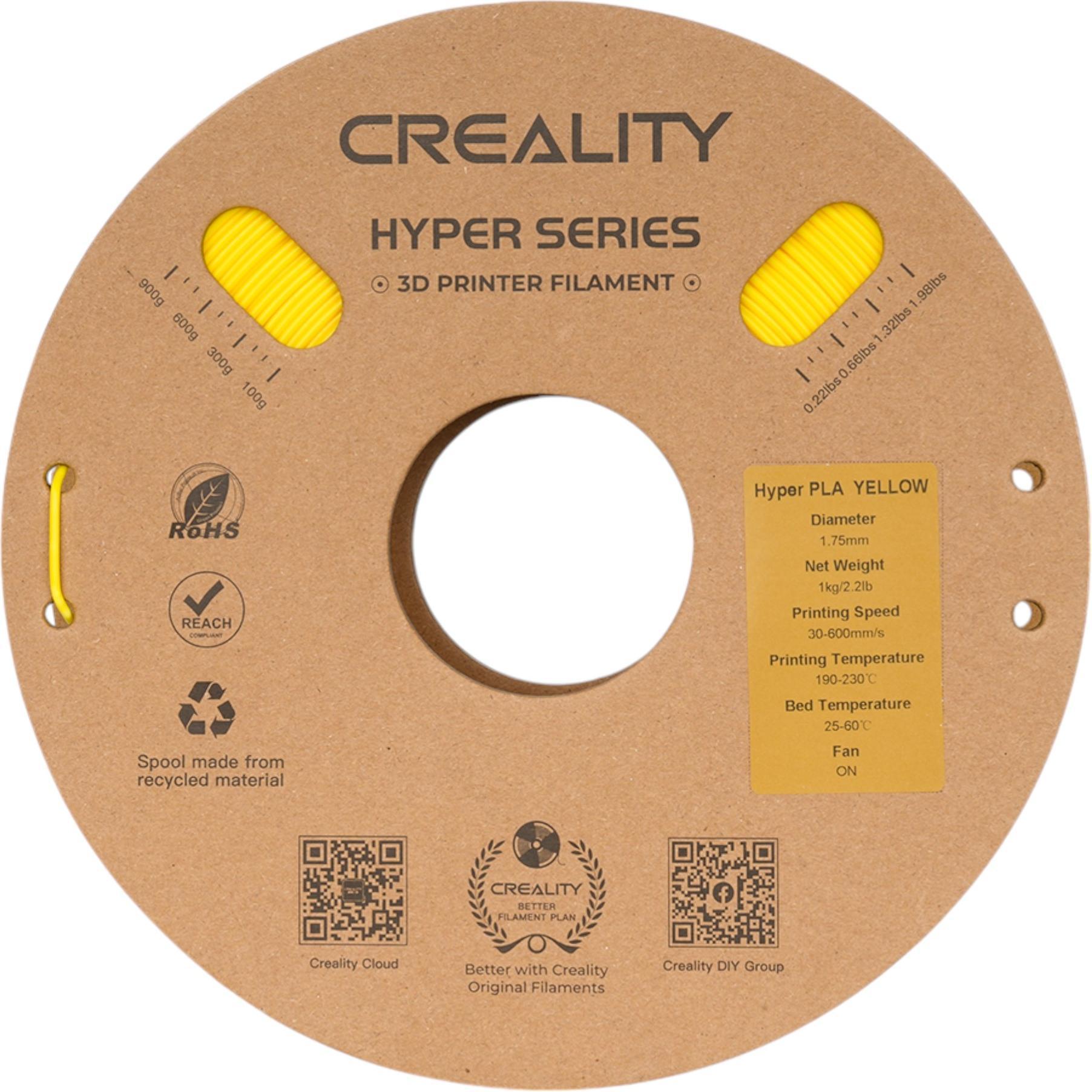 Creality Hyper PLA (PLA, 1.75 mm, 1000 g, Gelb), 3D Filament, Gelb