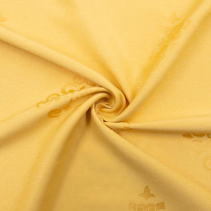 Produktbild Stoffrestposten Vorhangstoff blickdicht - Pastellgelb mit Ornamenten