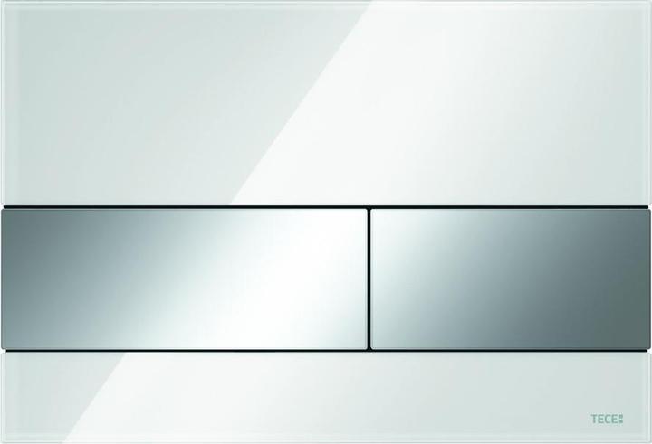 Produktbild TECE Square WC Betätigungsplatte Glas weiss, Tasten Chrom glänzend