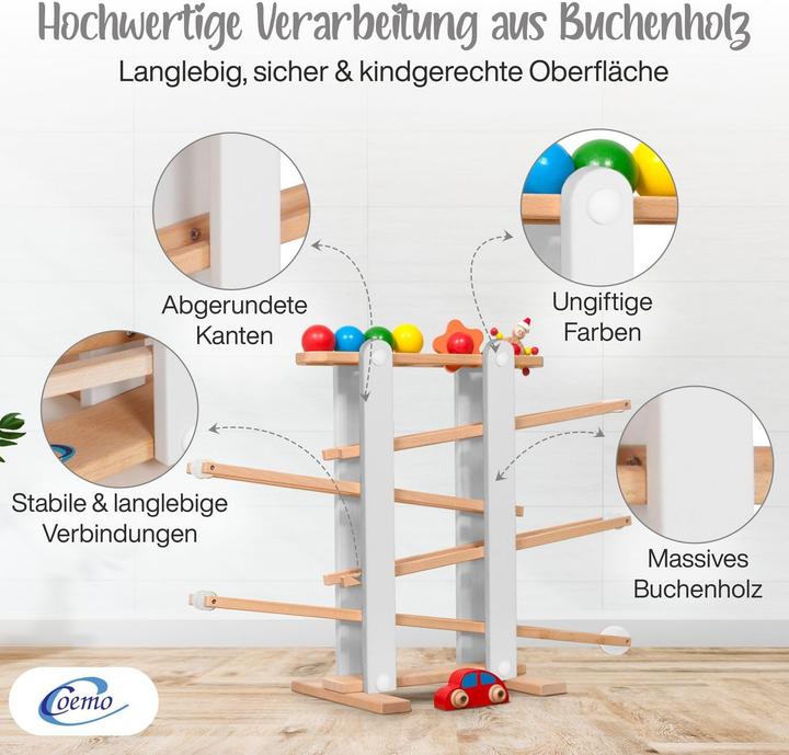 Produktbild Coemo Kugelbahn mit Auto, Blume, Kasper und Kugeln