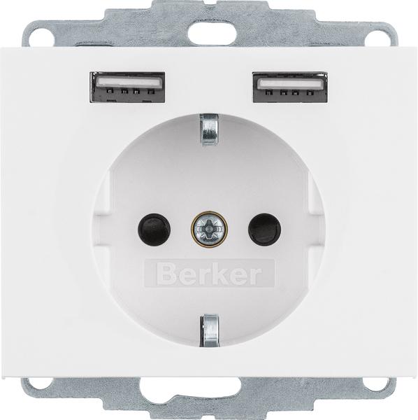 Berker 48037009 Stopcontact SCHUKO/USB K.x