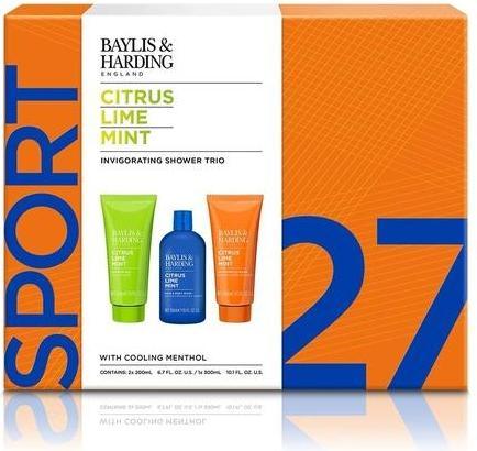 Baylis & Harding Citrus Lime & Mint Invigorating Shower Trio mit kühlendem Menthol Geschenkset für Männer (Körperpflegeset)