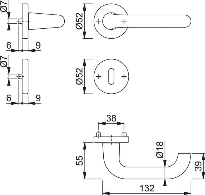 Productafbeelding Hoppe Rozetstel Paris 138L/42KV/42KVS Aluminium F1 rond OB DIN links / rechts D/D (Deurgreep)