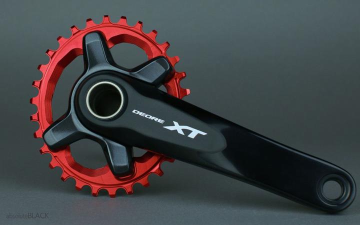 Actual product image AbsoluteBLACK aBLACK MTB OVAL XT M8000/MT700 assymetrical chainring N/W RED ROT (30)