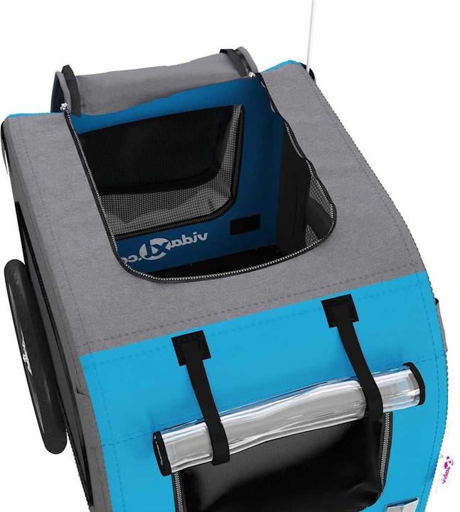 Actual product image vidaXL Bicycle trailer dogs Blue and grey Oxford fabric and iron